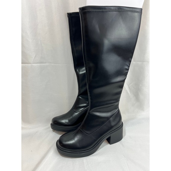 wild fable Shoes - Wild Fable Womens Black Knee High Block Heel Square Toe Boots Size 8 NEW